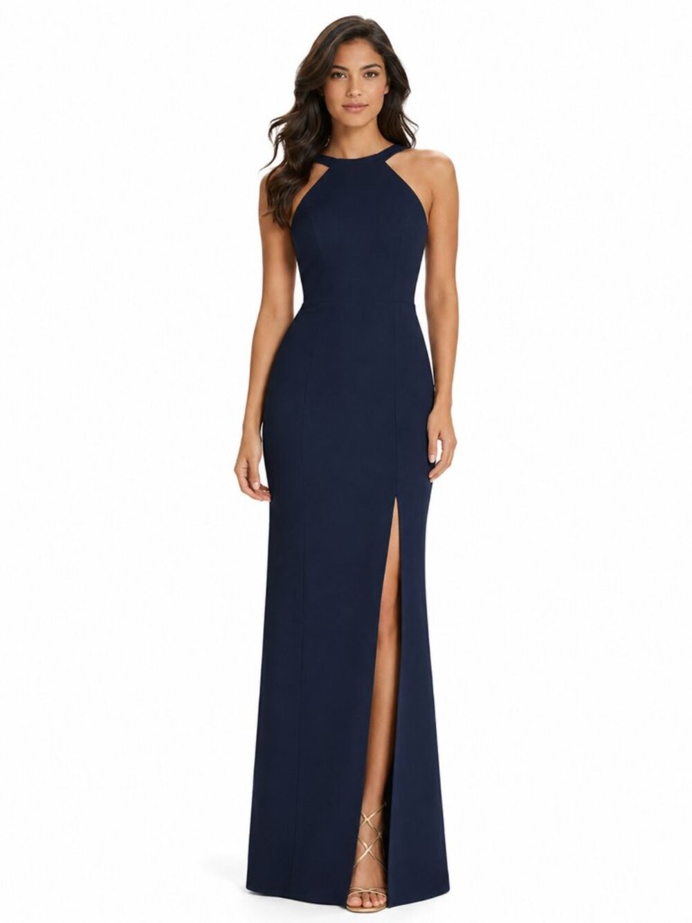 NWT Dessy Collection 3039 Navy Backless Trumpet Gown - Picture 2 of 4